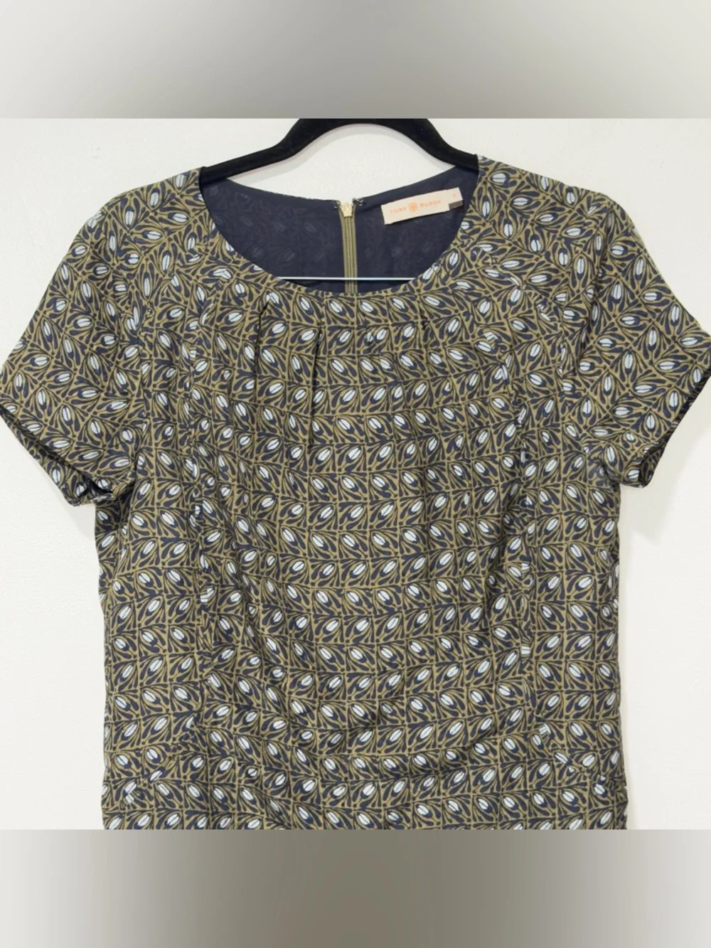 Tory Burch Green Silk Harriet Short Sleeve Dress Women's Size 8 Green